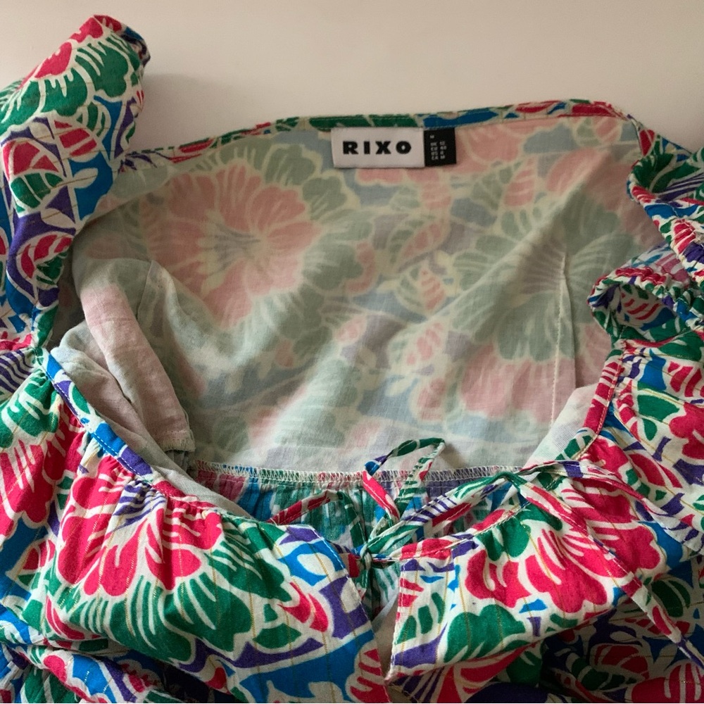 Rixo London Roxy Hibiscus Floral Long Sleeve Cotton Mini Dress, Medium - Picture 14 of 16